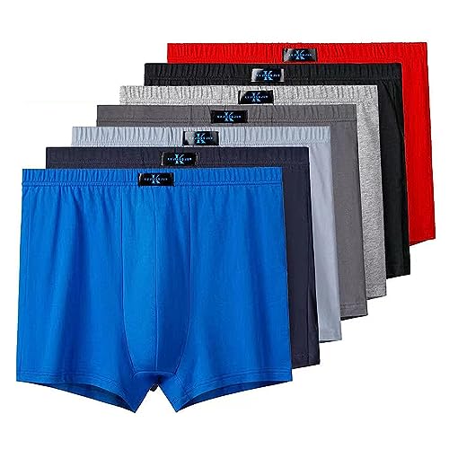MAOAEAD Herren-Boxershorts aus Baumwolle, hohe Taille, locker, atmungsaktiv, tiefer Schritt, große Größe L-8XL (5 Stück, zufällig, 8XL (120–130 kg))