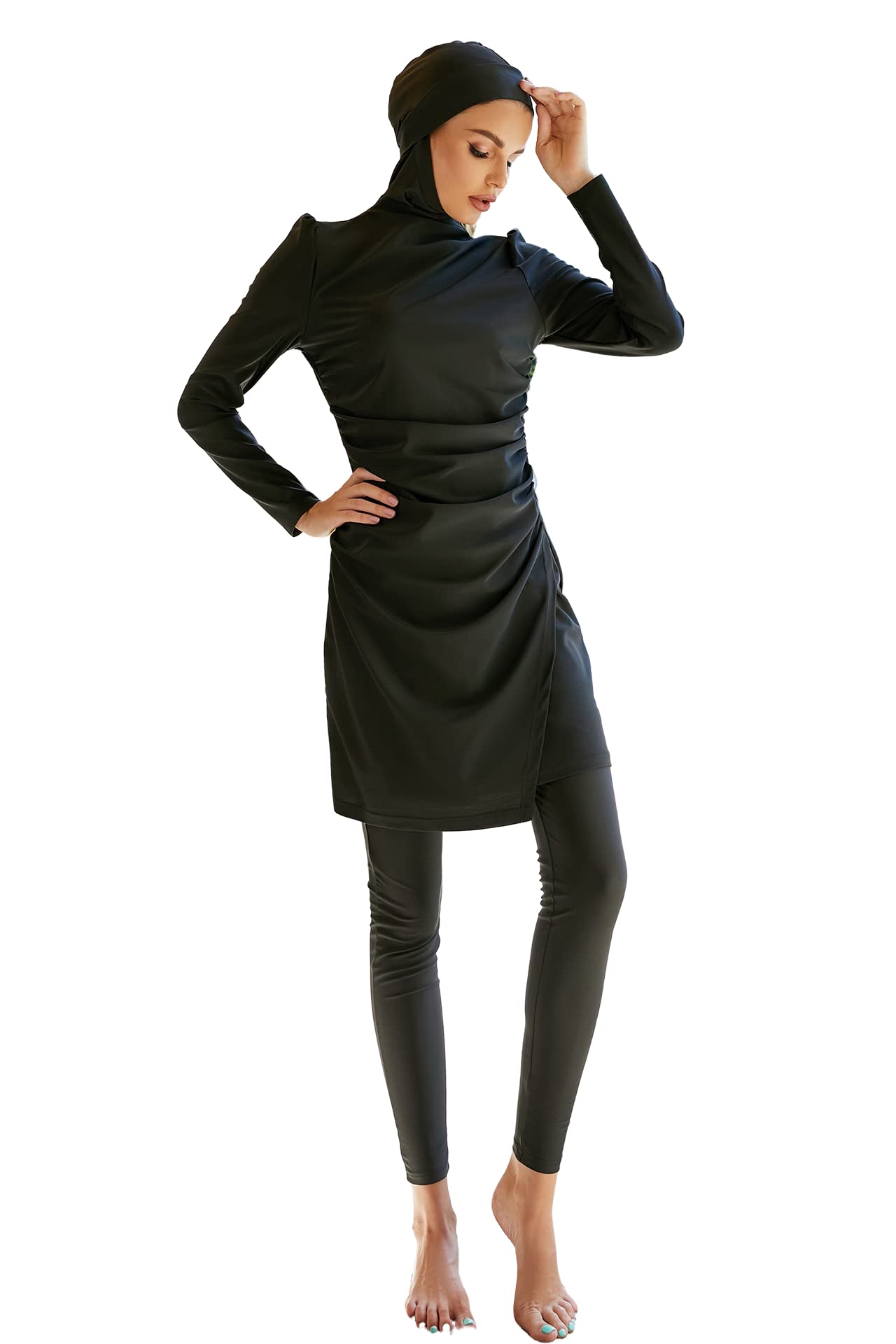 Greatfool Burkini Femme Musulmane - Burkini Maillot Islamique Femme 3 pièces avec Couverture Modeste et complète - Hijab de Bain Musulman de Haute qualité avec Protection UV UPF et séchage Rapide