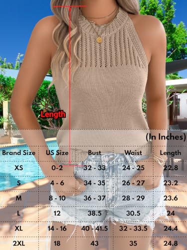 Image of ChiaoLezhee Women's Summer Knit Tank Tops, Racerback High Neck Lightweight Sweater Vest, Dressy Casual Outfits