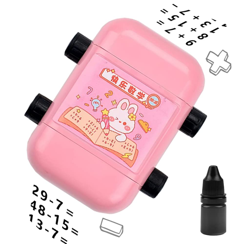 2 in 1 Roller Digital Teaching Stamp Math Learning Roll Stamp Addition and Subtraction Roller Stamp Within 100 Teaching Math Practice Questions Computational Toy Stamp for Home School Supplies
