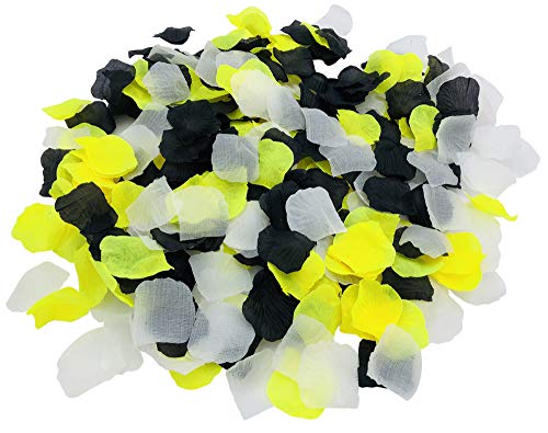 Joinwin Honey and Bee Baby Shower Decorations 1200pcs Yellow Cream Black Mixed Silk Rose Petals Wedding Flower Decoration Flower Silk Petals for Bee Party Birthday Day Wedding