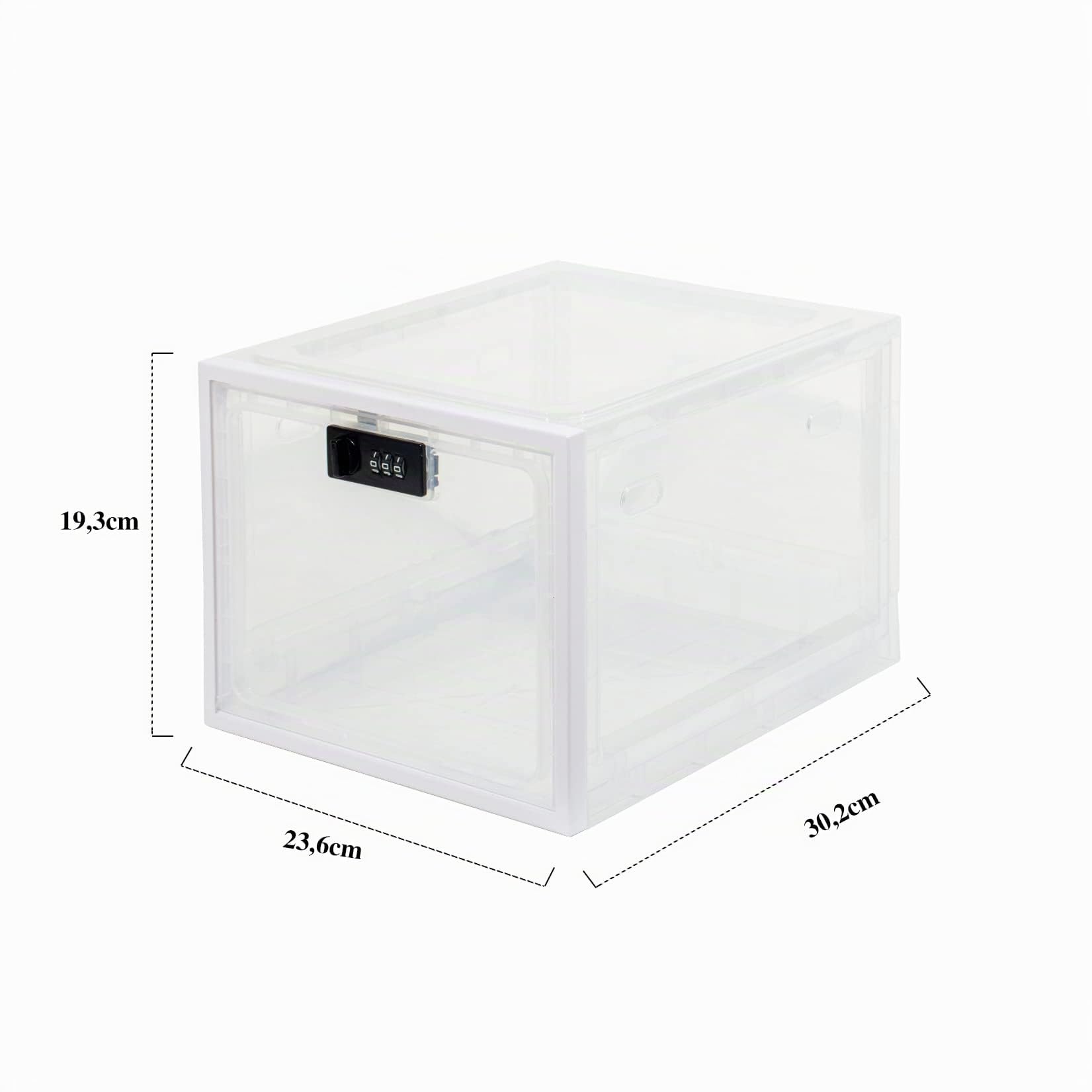 Theo&Cleo Caja de almacenamiento de medicamentos, caja transparente con cerradura para teléfonos móviles, dulces, aperitivos, caja fuerte personal, plegable (blanco)