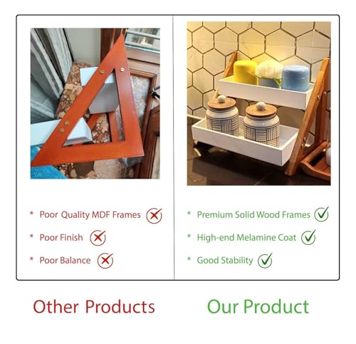 Image of 2-Tier Wooden Countertop Organizer Shelf for Kitchen Counter | Multipurpose Storage Rack for Spice Jars, Oil Bottles, Seasonings, Cosmetics & Plants | Desktop Display Shelf for Bathroom,