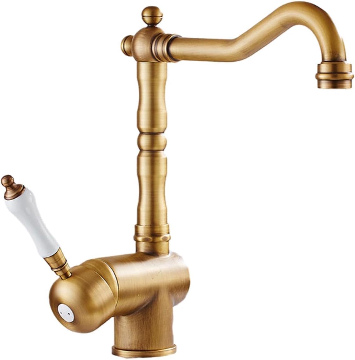 ZYCHSJXA Brushed Copper Kitchen Mixer Tap Double Handle Hot Cold Faucet Vegetable Sink Dishwashing & Basin Swivel for Kitchens