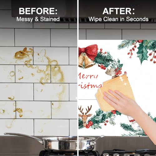 Image of Christmas Wreath Backsplash Peel and Stick, 35.4x23.6 in