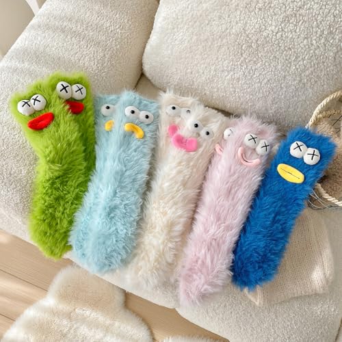 Image of TFTSR Crazy Funny Fuzzy Silly Socks for Kids Women,Girls Fluffy Slipper Novelty Fun Socks,Boy Men Cute Cozy Soft Animal Socks