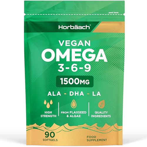 Horbaach Vegan Omega 3 6 9 Capsules, 90 Count