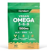 Vegan Omega 3 6 9 Capsules | 1500mg | 90 Count | High Strength Oil from Flaxseed and Algae | ALA ...