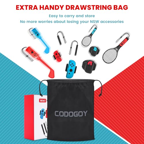 Image of CODOGOY 10 in 1 Switch Sports Accessories Bundle with Carry Bag for Nintendo Switch Sports, Accessories Kit Compatible with Switch 1 /OLED Sports Games