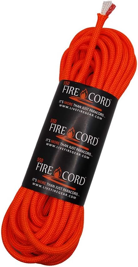 Live Fire 550 Fire Cord - 25 Feet - Safety Orange