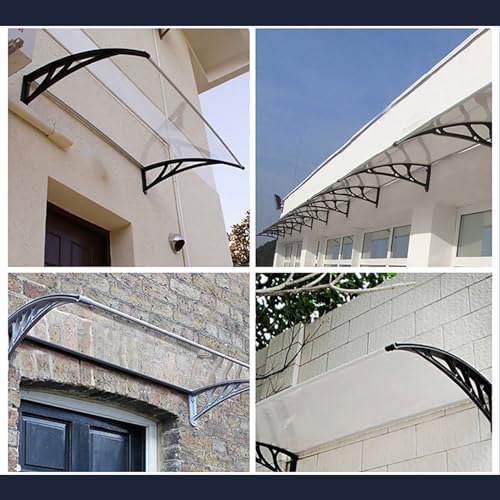 Auvent de fenêtre 120cm en polycarbonate blanc avec support aluminium - 7