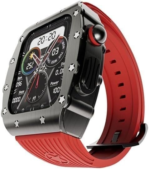 SCHIK Luksusowe męskie etui do zegarka ze stopu cynku, silikonowy pasek, do Apple Watch 45 mm 44 mm akcesoria zastępcze, zestaw do modyfikacji metalowej ramki Rm, do iWatch Ultra 8/7/6/5/4/SE serii