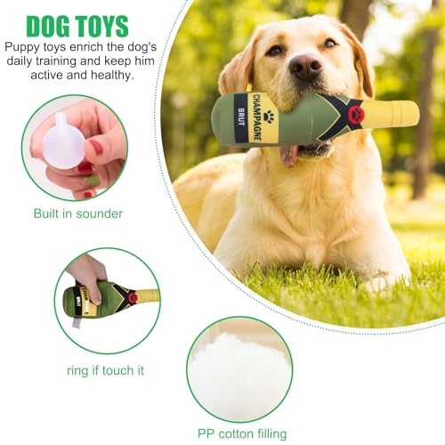 HOMURY Quietschendes Hundespielzeug Kauspielzeug Plüsch-Hundespielzeug Quietschspielzeug Hunde-Bierflasche Plüschtier Hundespielzeug Hund Bierflasche Spielzeug für Kleine, Mittlere und Große Hunde