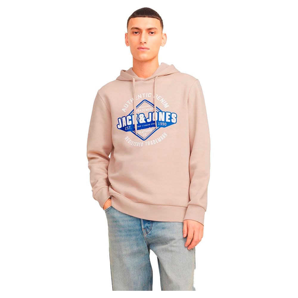 Jack & Jones Men's Moonbeam Jack&Jones Jjelogo Sweat Hood 2 Col 24/25 Noos, M