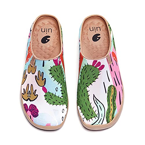 Image of UIN Slipper Woman Travel Art Painted Shoes Wide Toe Casual Home Slip On Mules Malaga
