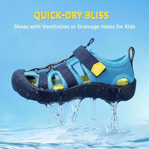 Image of Wide Toe Box Toddler Sandals Water Shoes Boys Girls Quick Dry Summer Beach