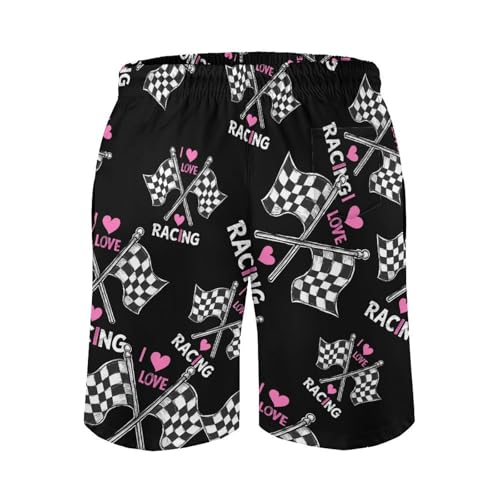 I Love Racing Rally Flags Mens Swim Trunks Quick Dry Board Shorts Beach Swimwear Bathing Suits3
