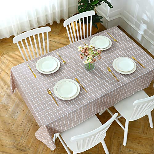 Nappe de table à carreaux pour repas en extérieur et intérieur vinyle sable - 6