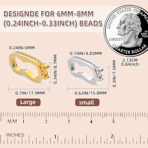 OHINGLT Necklace Shortener Clasp,Pearl Enhancer Push Clasp with Secure Lock,Pearl Necklace Shortener with Cubic Zirconia Diamond for 6-8MM Beaded by OHINGLT - Used condition - Image 2