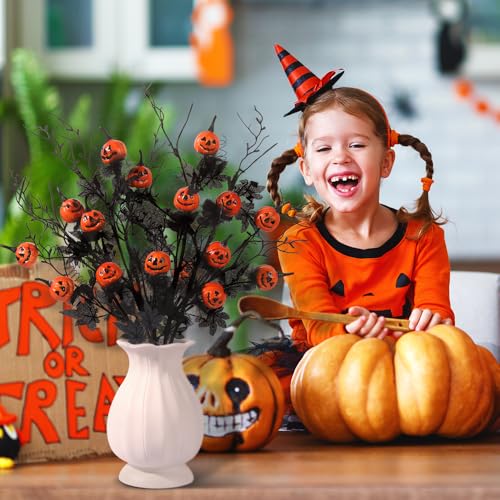 JOLCEEY 5pcs Halloween Artificial Flowers for Decorations, 19.5Inch Black Fake Pumpkin Maple Leaf Floral Stems Faux Branches for Halloween Home Indoor Party Vase Arrangement Decor - Cosy Home Interiors JOLCEEY 5pcs Halloween Artificial Flowers for Decorations, 19.5Inch Black Fake Pumpkin Maple Leaf Floral Stems Faux Branches for Halloween Home Indoor Party Vase Arrangement Decor - Image 4