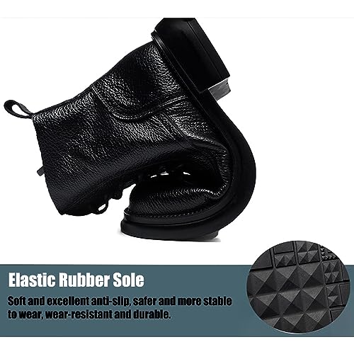 Optigard Women's Leather Lace-up Ankle Boots with Side Zipper Comfortable Round Toe Platform Low Block Heel Booties Combat Ankle Boots4