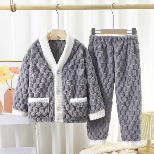 Toddler Girl 2 Piece Wool Leisure Wear Winter Lattice Warm Cardigan Tops Trousers Kids Windbreakers For2