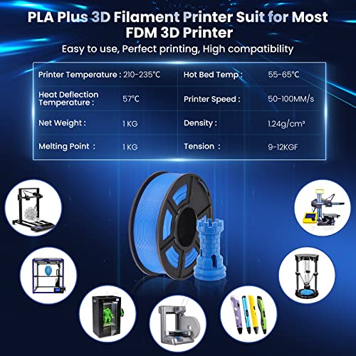 Image of SUNLU 3D Printer Filament PLA Plus 1.75mm, SUNLU Neatly Wound PLA Filament 1.75mm PRO, PLA+ Filament for Most FDM 3D Printer, Dimensional Accuracy + /- 0.02 mm, 1 kg Spool(2.2lbs), Transparent Blue