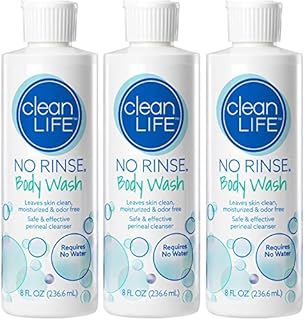 No-Rinse Body Wash, 8 fl oz - Leaves Skin Clean, Moisturized and Odor-Free (Pack of 3)