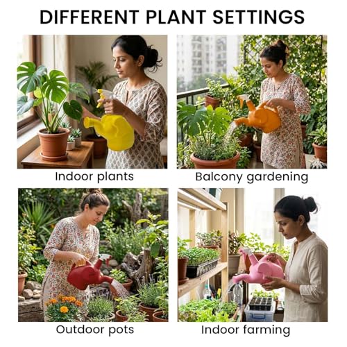 Image of Go Hooked Elephant Shape 2-in-1 Plant Watering Can with Spray Bottle 1.5L | Plastic Garden Watering Pot with Long Spout & Handle | Indoor Plants, Balcony Gardening Water Sprayer (Multicolor)