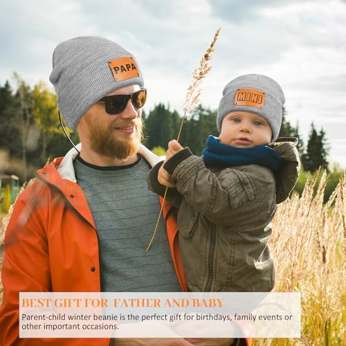 Parent-Child Beanie Hat,PAPA & Baby Daughter/Son Winter Warm Knit Hat,Kids Soft Beanie Cap2