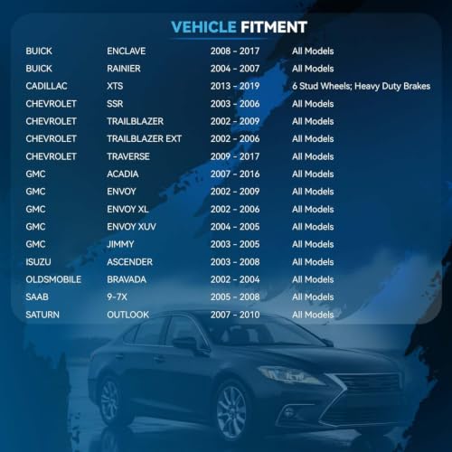 Image of Detroit Axle - Rear Brake Pads for Chevy Trailblazer EXT Traverse Enclave Rainier GMC Acadia Envoy XL XUV Isuzu Ascender Saturn Outlook Saab 9-7x Olds Bravada, Ceramic Brake Pads Replacement