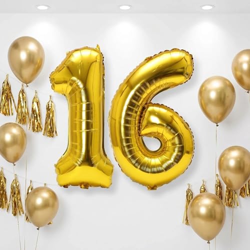 Image of YPSelected 32 Inch Large Foil Helium Number Balloon Birthday Wedding Party 0-9 (Gold, 6)