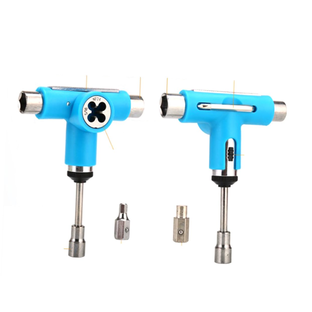 Herramienta T Multifuncional Todo para Skateboards y Longboards Portátil y Ligera con Llave Allen y Destornillador Acero Resistente y Abs Compatible con Mini Skateboards y Cruceros