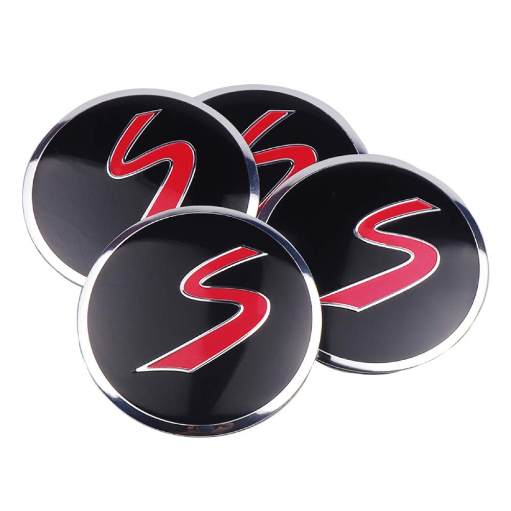 KWWBLX4PC 56MM Aluminium S Logo Car Wheel Hub Center Cap Emblem Sticker,For Mini Cooper R50 R52 R53 R56 R57 R58 R60