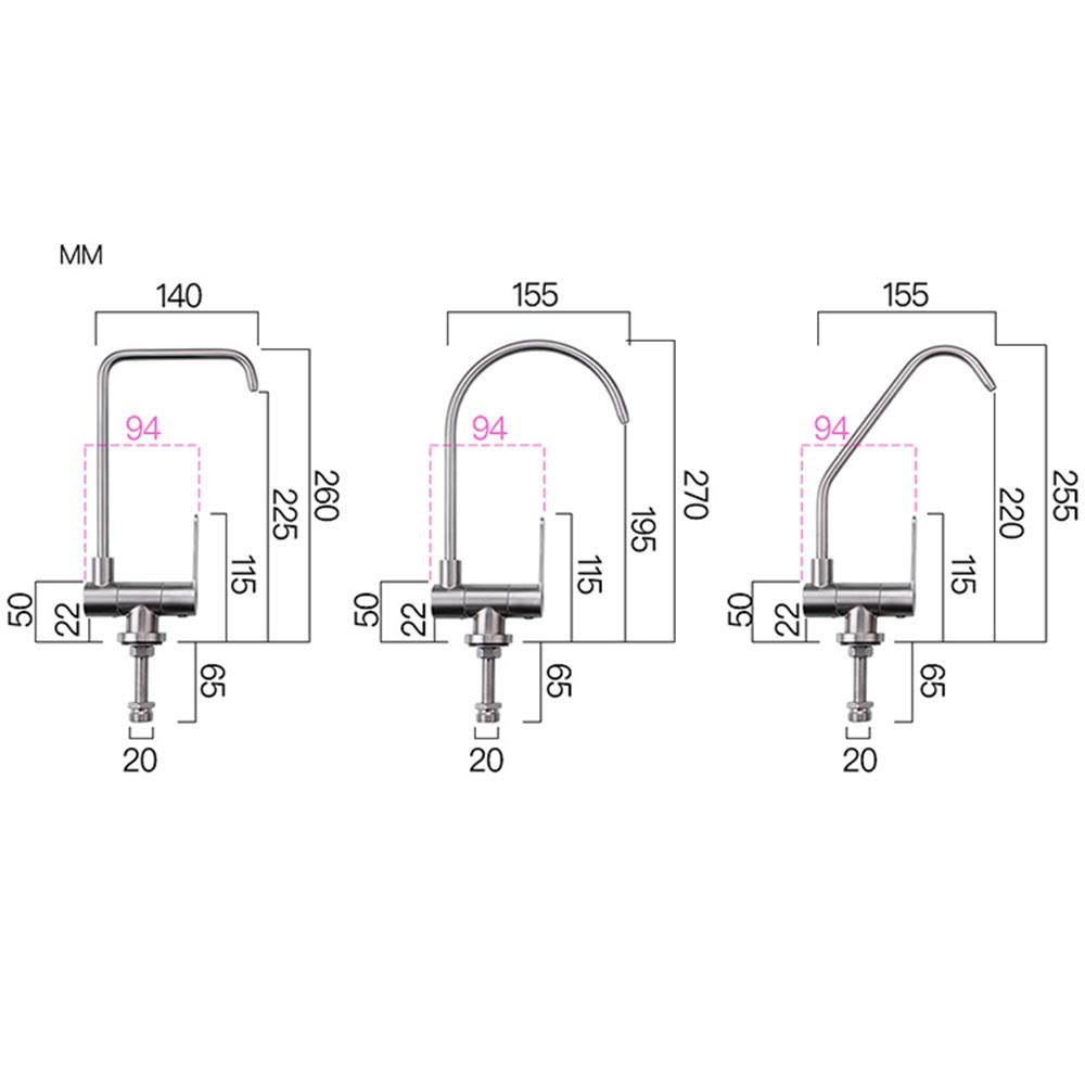Grifo de cocina extraíble de acero inoxidable 304, boquilla giratoria de 1 5 cm o 1 10 cm, para sistema de ósmosis, fácil de instalar, diseño moderno