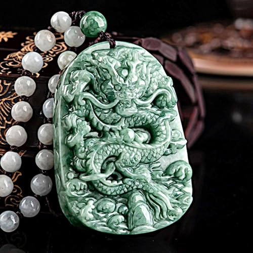Natural Jade Dragon Pendant Necklace Grade A Untreated Burmese Jadeite Certified Hand carved Double-sided Delicate Carving Green Amulet for Men and Women2