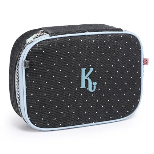 Estojo Escolar Kika Box Organizador Jeans Quadrado Divisões (Preto)