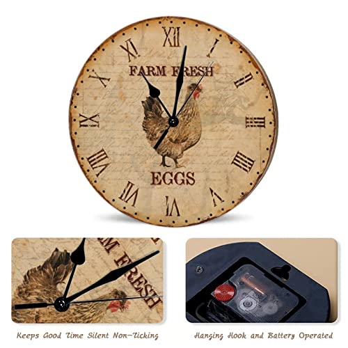 Horloge murale rustique sans tic-tac grand format pour grand salon
