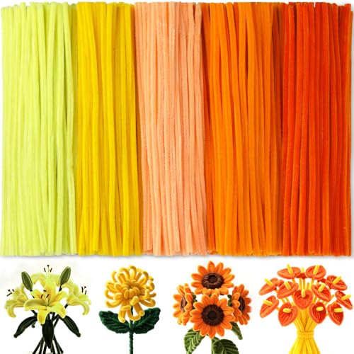 500 PCS Orange Pipe Cleaners Pipe Cleaners Bulk 12 inch Long Thickened and Denser Pipe Cleaners for Crafts Flowers and Adults Craft Supplies(Orange Gradient)