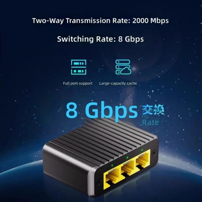 Cassa di alluminio dello scambiatore di Gigabit Ethernet di 3 porti per l'espansione domestica della rete