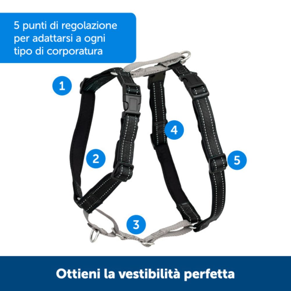 PetSafe 3-in-1 - Pettorina Pettorale per Cani con Attacco Frontale per Guinzaglio, pensata per Passeggiate Controllate - Nero - XS
