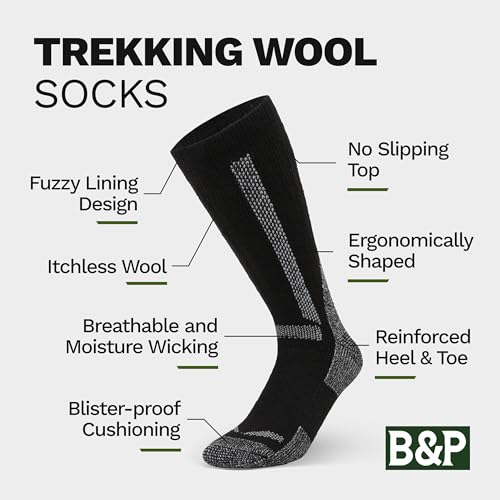 B&P High-Performance Wool Socks Mens - Merino Wool Socks with No-Itch Comfort and Anti-blister Cushioning2