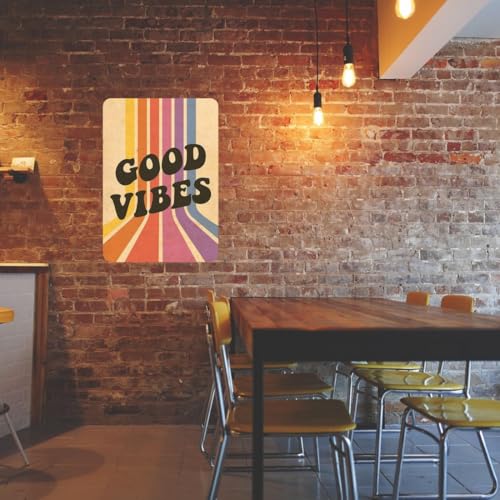 Image of Zesta Bathroom Decor Items Washroom Decor Tin Sign | Aesthetic Posters Wall Poster for Bedroom | Magnetic Cafe Decoration Items / Restaurant Decorations Items | Quirky Home Decor Bar Accent (Good Vibes)