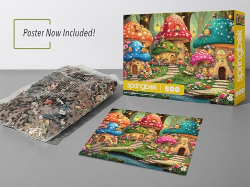 Rompecabezas Springbok Magical Shroom Villa de 500 piezas para adultos – Escena fantástica de cabaña de setas – Incluye póster – Arte de cuento de hadas acogedor – Piezas de corte único – Hecho en EE.UU. miniatura 3