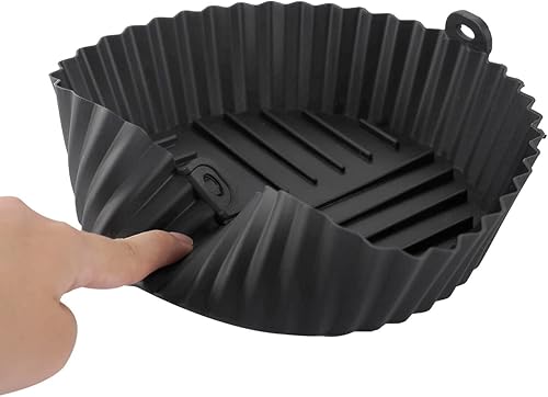 Nulwusk Bandeja de silicona para freidora de aire de 123 piezas canastas redondas reutilizables para freidora de aire de repuesto para papel
