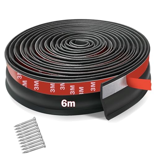 Guarnizione per Porta del Garage 6 m - Striscia di Ricambio Universale in Gomma Resistente alle Intemperie - Autoadesiva per Mantenere il Vostro Garage