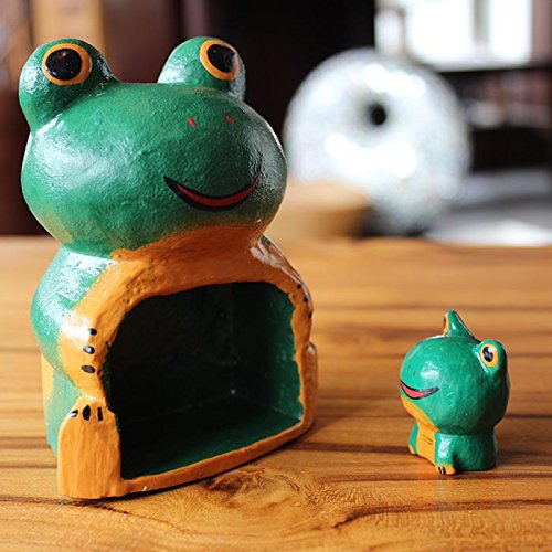 木製親子カエル　置物 カエルの親子 置物 雑貨 木彫り
