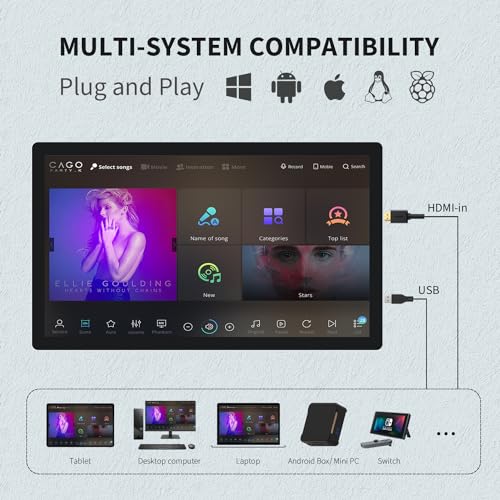 Image of 23.8 inch Capacitive Multi-Touch Screen Industrial Monitor, 16:9 Display 1920 x 1080P, Built-in Speakers, VGA, DVI & HD-MI Monitor for PC, POS, Small Business, Restaurant