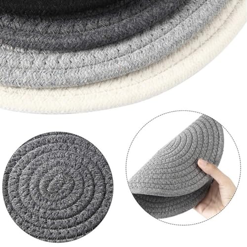 Soulnioi Cotton Place Mats, Round Cotton Rope Woven Table Mats - Image 4