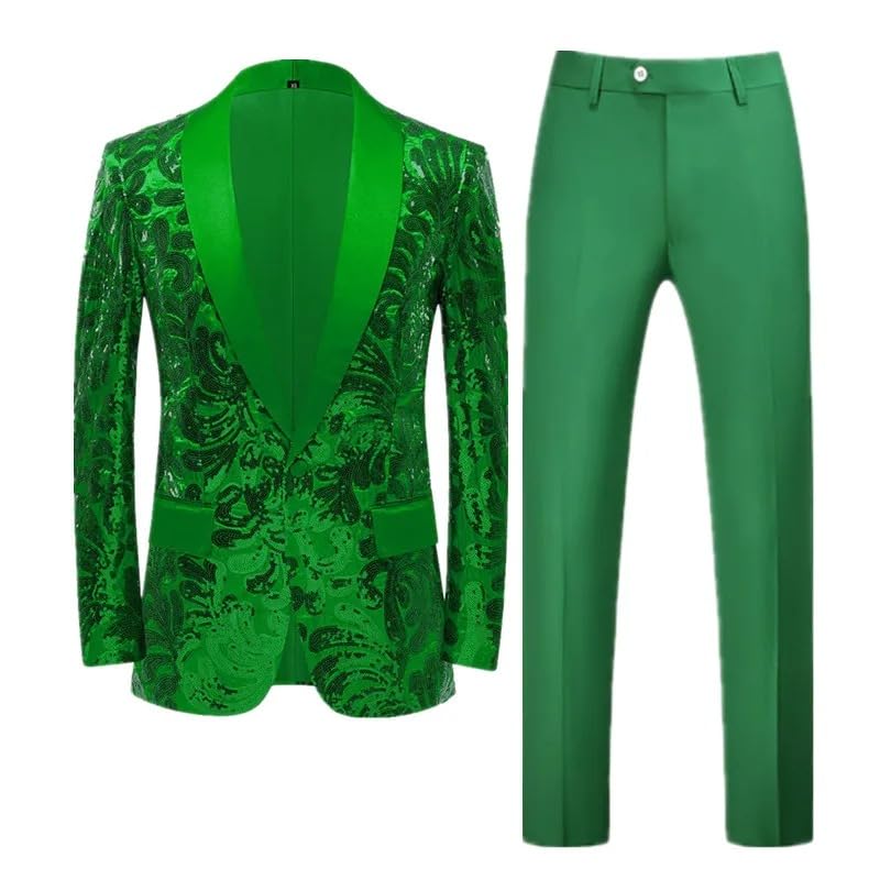 (Jacket + Pant) Men Sequin Suit Men's Wedding Dance Party Stage Male Blazer Trouser3